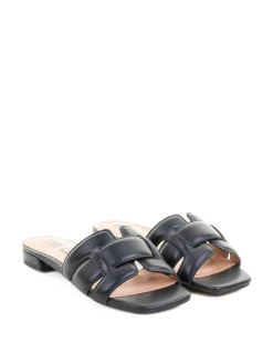Ciabatta Flat Nera In Pelle