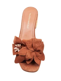 Ciabatta In Suede Con Fiore