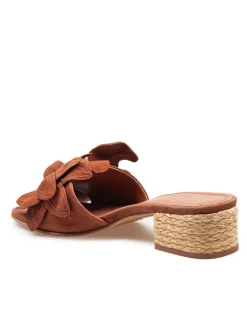 Ciabatta In Suede Con Fiore