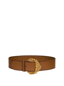 Cintura di cuoio marrone maxi