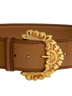 Cintura di cuoio marrone maxi