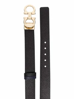 Cintura Ferragamo con placca logo granulata