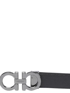 Cintura gancini reversibile marrone e nero