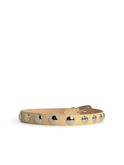 Cintura in pelle avorio con borchie Benny
