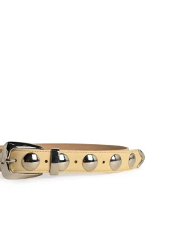 Cintura in pelle avorio con borchie Benny
