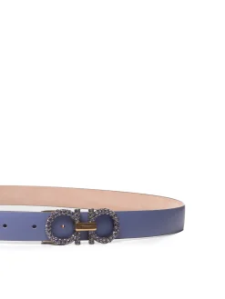 Cintura In Pelle Con Fibbia Gancino Decorata