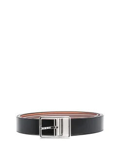 Cintura in pelle con hardware color argento