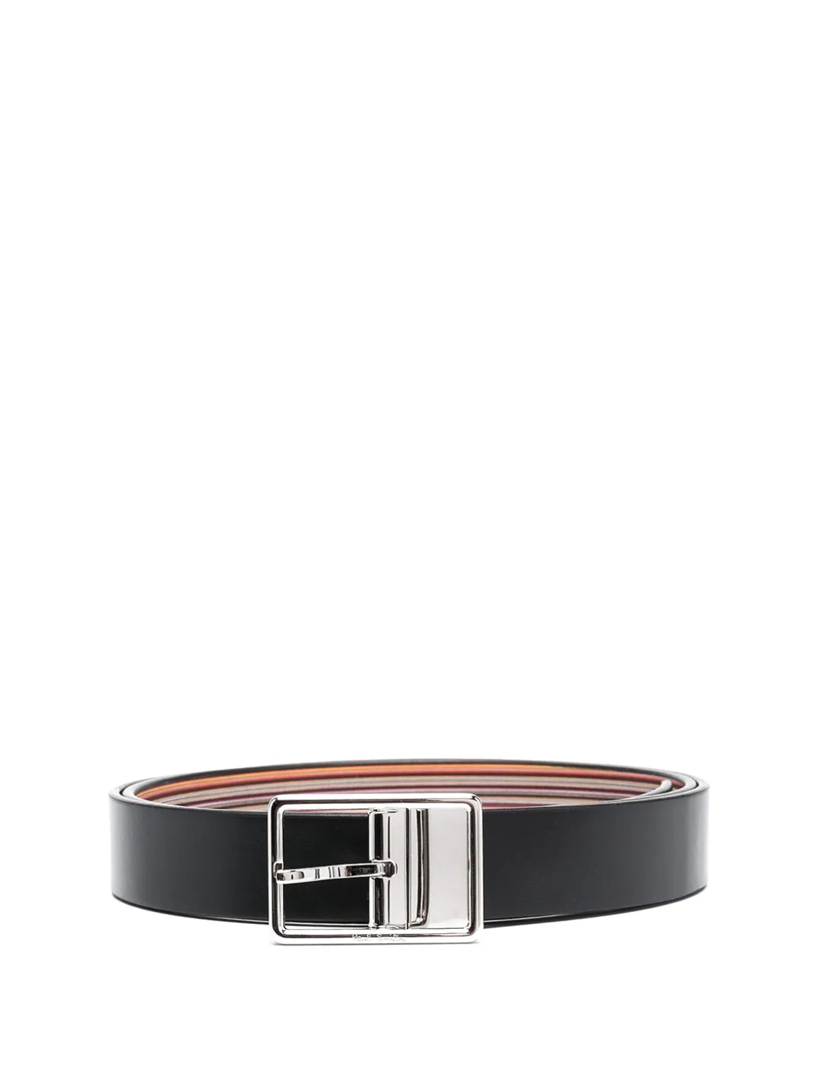 Cintura in pelle con hardware color argento