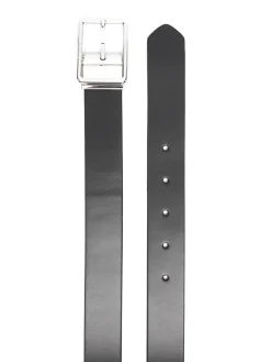 Cintura in pelle con hardware color argento