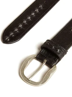 Cintura In Pelle Lavata Con Borchie