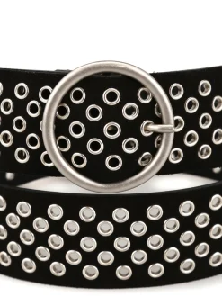 Cintura in pelle scamosciata con occhielli
