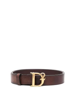 Cintura marrone in pelle con logo