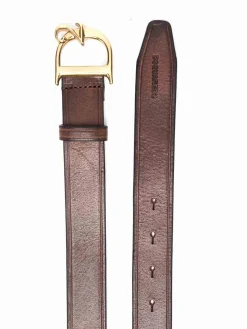 Cintura marrone in pelle con logo
