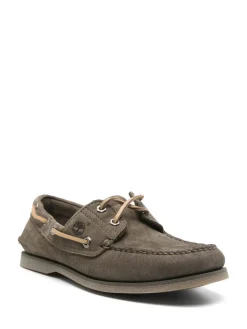 Classiche scarpe da barca in pelle verde