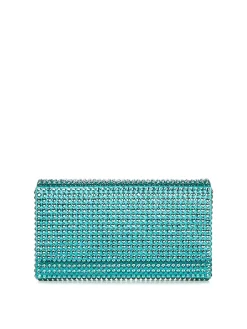 Clutch in raso e cristalli color caraibico
