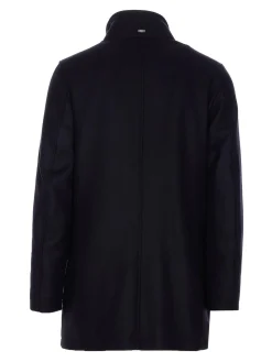 Coat nero con zip e pulsanti Chiusura