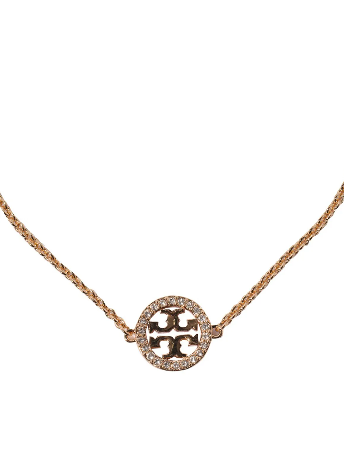 Collana color oro con ciondolo e cristalli