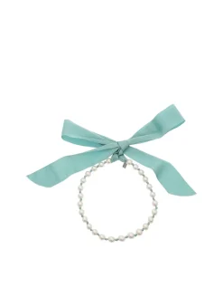 Collana con perle e nastro azzurra