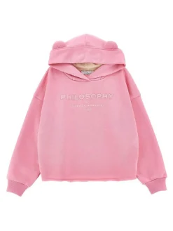 Con cappuccio rosa in cotone con logo