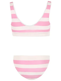 Costume da bagno rosa e bianco due pezzi