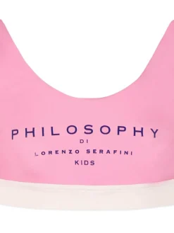 Costume da bagno rosa e bianco due pezzi