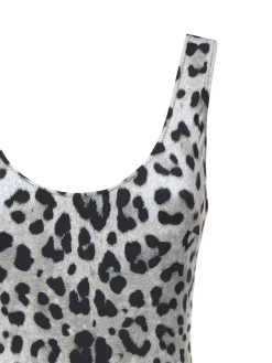 Costume intero olimpico con stampa leopardata