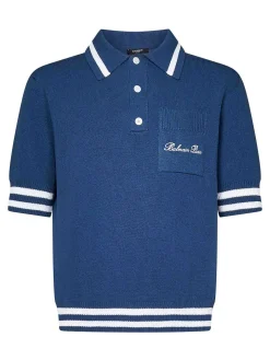 Cotone blu scuro a maniche corte