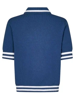 Cotone blu scuro a maniche corte