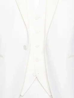 Cream Virgin Wool Single Breasted Abito