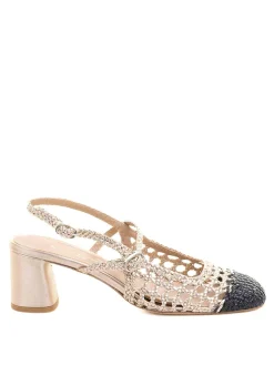 Dcollet Slingback Beige Traforato In Pelle