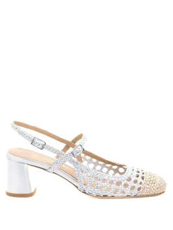 Dcollet Slingback Bianco Traforato In Pelle