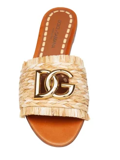Dolce & Gabbana Ciabatta In Rafia Con Logo