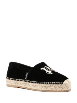 Espadrillas in velluto con logo ricamato