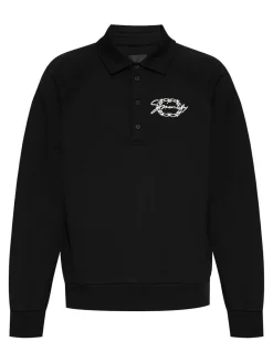 Felpa in stile polo spazzolato nero
