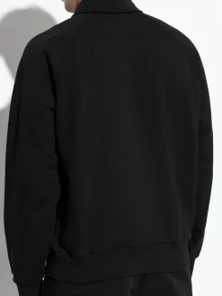 Felpa in stile polo spazzolato nero