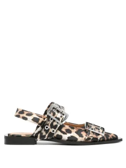 Feminine Buckle Ballerina Satin Print