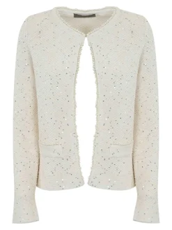 Giacca boucle con cristalli e perle