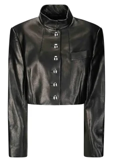 Giacca cropped in pelle
