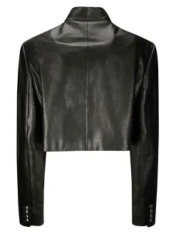 Giacca cropped in pelle