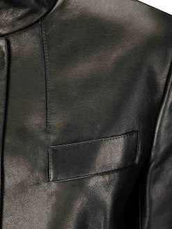 Giacca cropped in pelle
