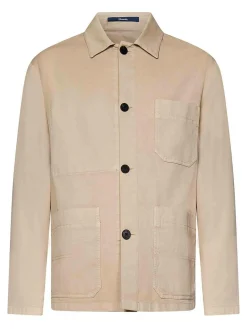 Giacca da camicia in denim tratto beige