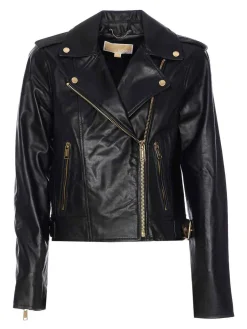 Giacca da moto in pelle nera