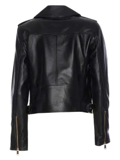 Giacca da moto in pelle nera