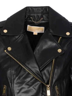 Giacca da moto in pelle nera