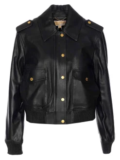 Giacca da moto in pelle nera