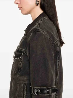 Giacca di denim in cotone nero