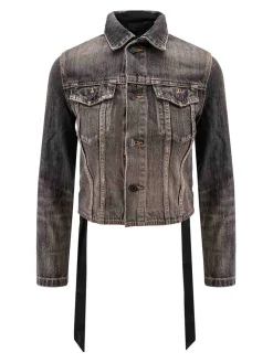 Giacca Di Jeans Con Lacci In Satin