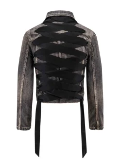 Giacca Di Jeans Con Lacci In Satin