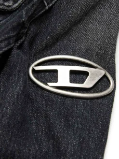 Giacca in denim nero con logo d'argento