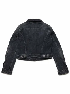 Giacca in denim nero con logo d'argento